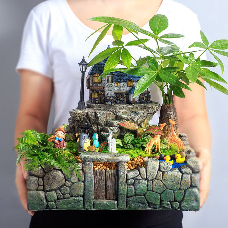 Chậu trồng cây nhựa composit lạ mắt sinh động M3