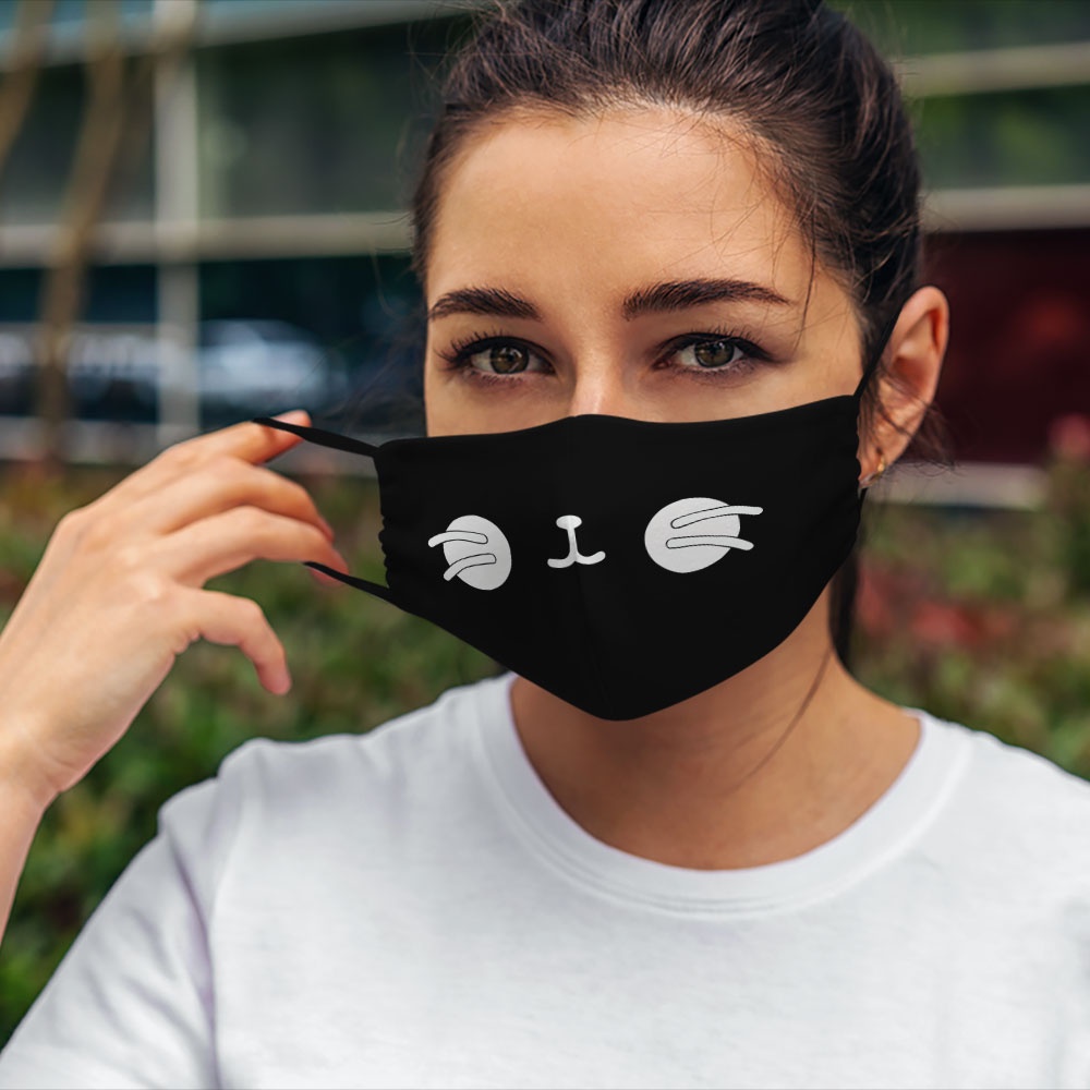 Khẩu trang nam nữ dễ thương DRAWN_1156 CARTWELL chất liệu poly cotton 100% chống bụi in họa tiết 3d tunisex