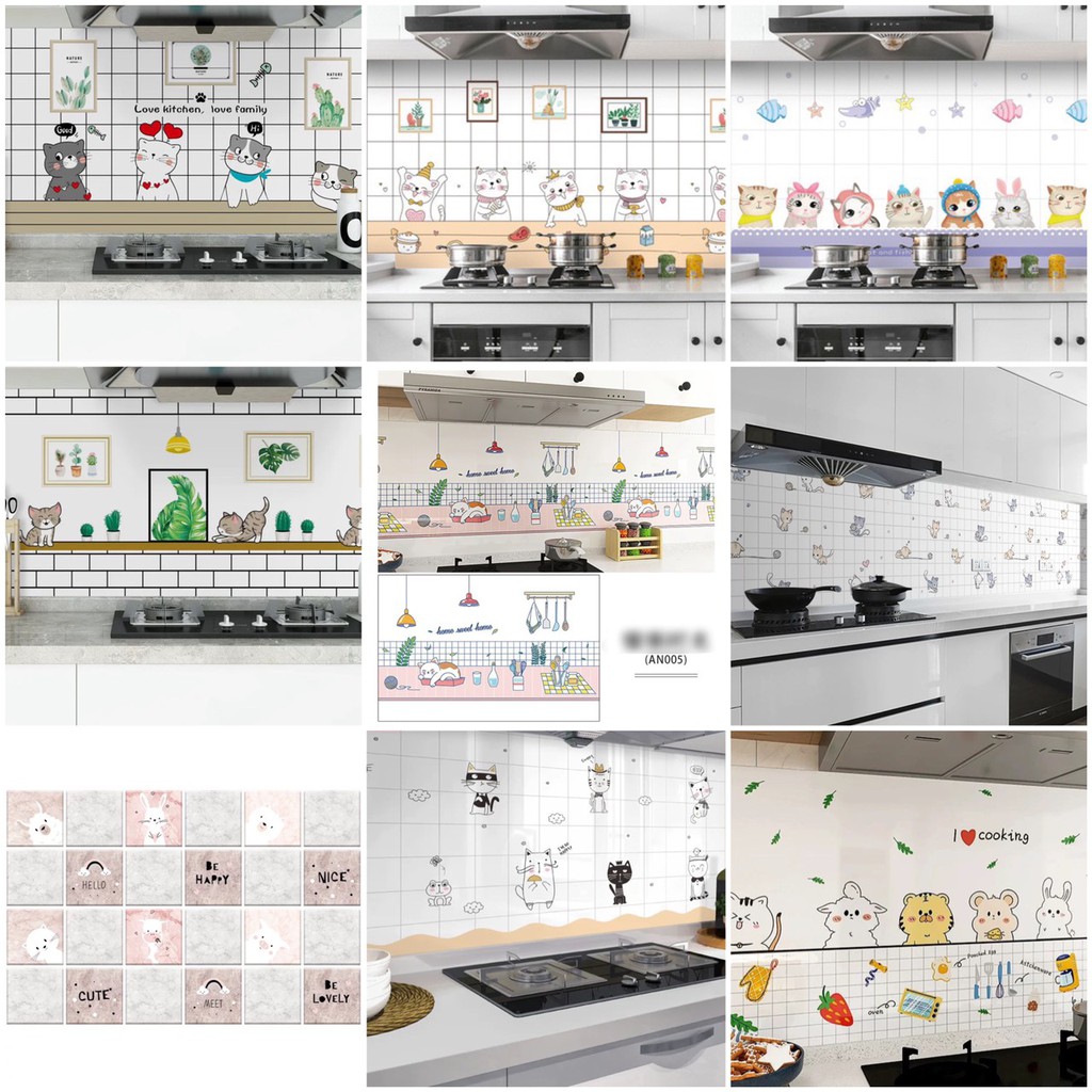 Decal dán bếp 1 mét dài khổ 60cm, họa tiết hoạt hình siêu đáng yêu HH001 | BigBuy360 - bigbuy360.vn
