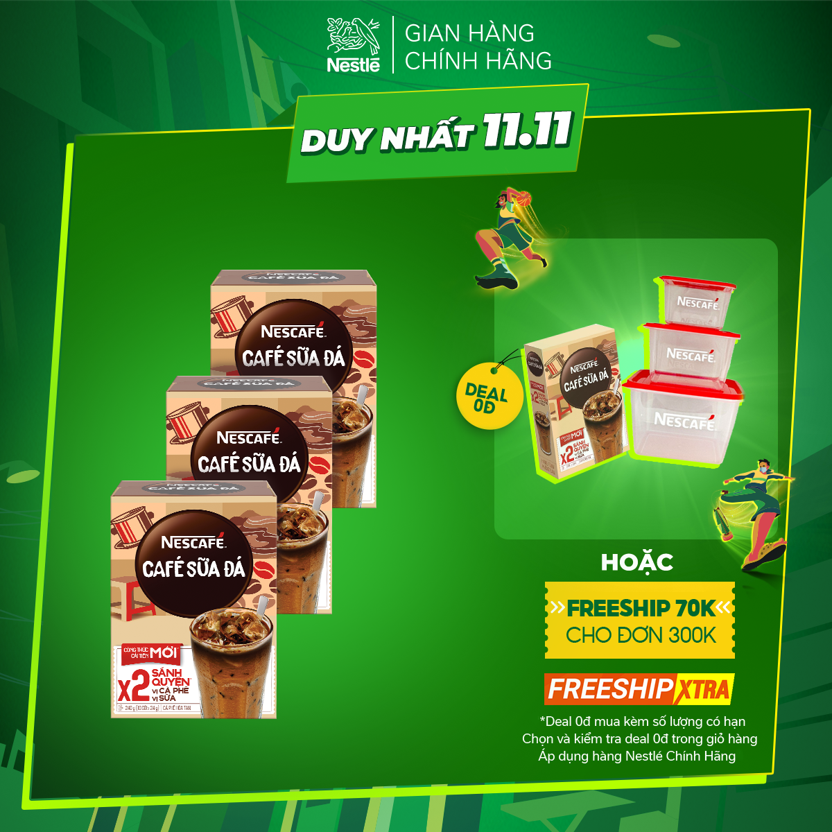 [Mã FMCGMALL -8% đơn 250K] Combo 3 hộp Cà Phê Hòa Tan NESCAFÉ 3in1 Cà Phê Sữa Đá mới (10 gói x 24g)