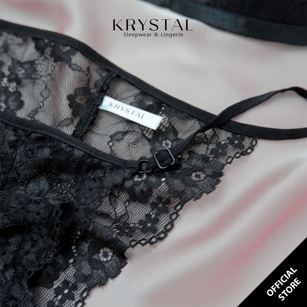 Bộ Đồ Lót Nữ Sexy Màu Đen Dây chéo Gồm Áo Có Mút Mỏng Và Quần Nửa Mông Gợi Cảm KRYSTAL A001F00-Q080F00