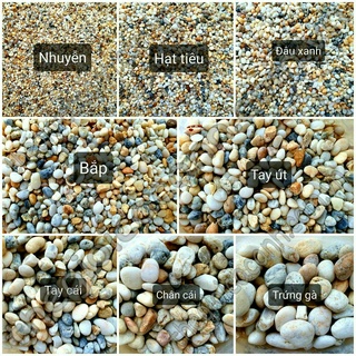 Sỏi suối 3 màu trang trí hồ cá, chậu cây cảnh – 1kg đủ size
