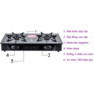 Bếp gas đôi để bàn Goldsun tiết kiệm gas XU2008GES