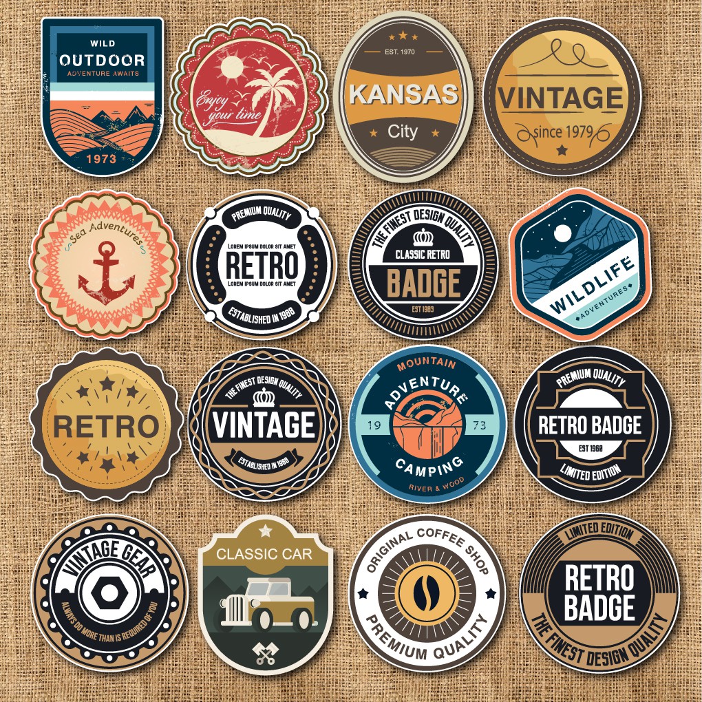 Sticker Vintage Labels chống nước sticker dán laptop, điện thoại, đàn guitar, mũ bảo hiểm, vali. MSP: V04