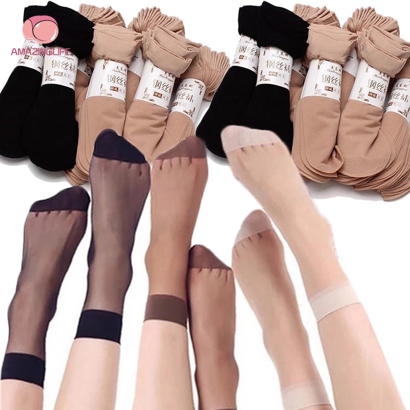 Set 10 Đôi Vớ Trong Suốt Thoáng Khí Thoải Mái Phong Cách Hàn Quốc Cho Nữ