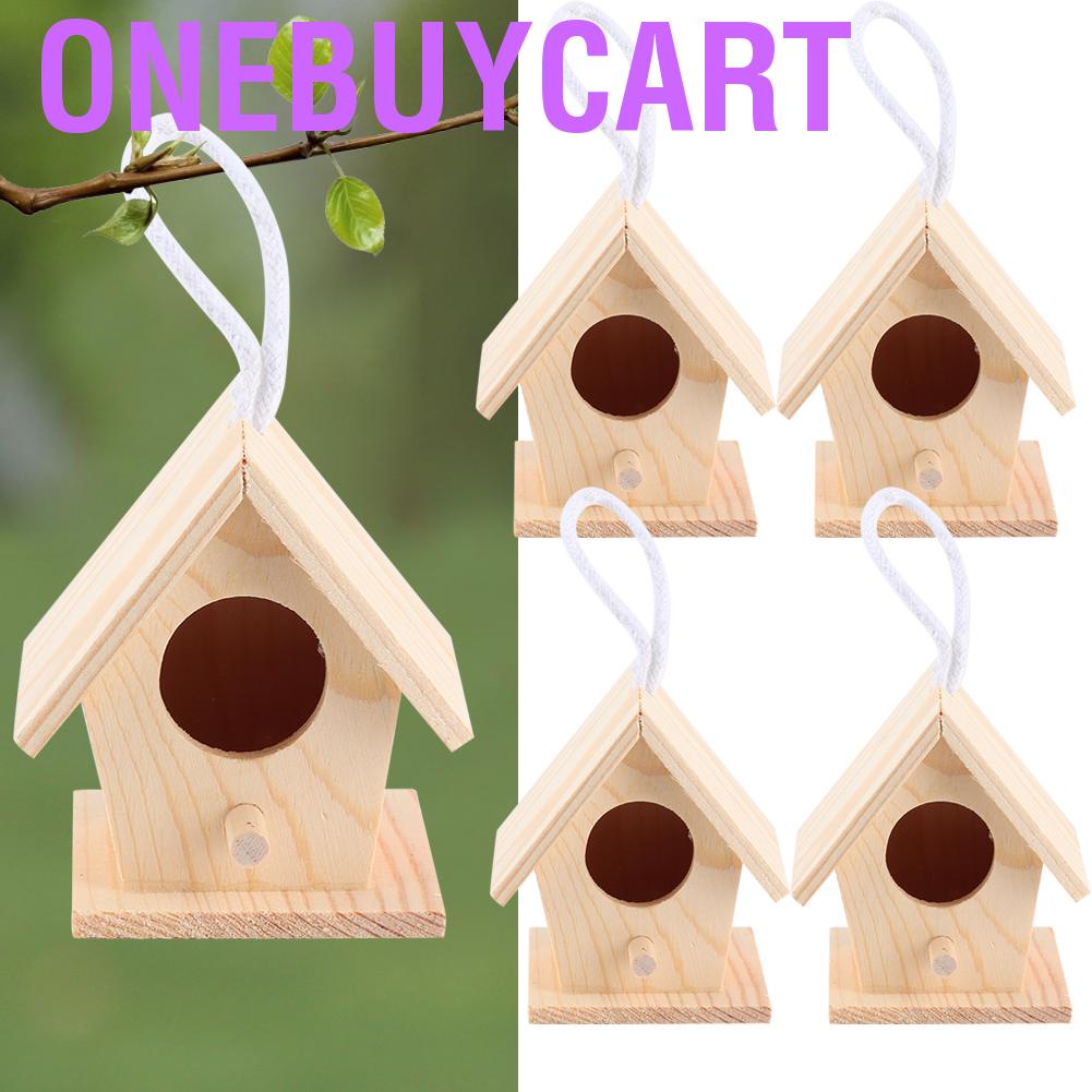 Set 4 Tổ Chim Gỗ Trang Trí Sân Vườn
