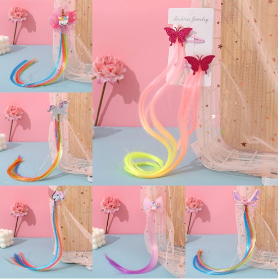 FOLLOW TẶNG 3KHÀNG CÓ SẴN  Kẹp tóc đính tóc giả hình nơ ngựa Pony kỳ lân đầy màu sắc CHỌN MẪUVOUCHER 100K