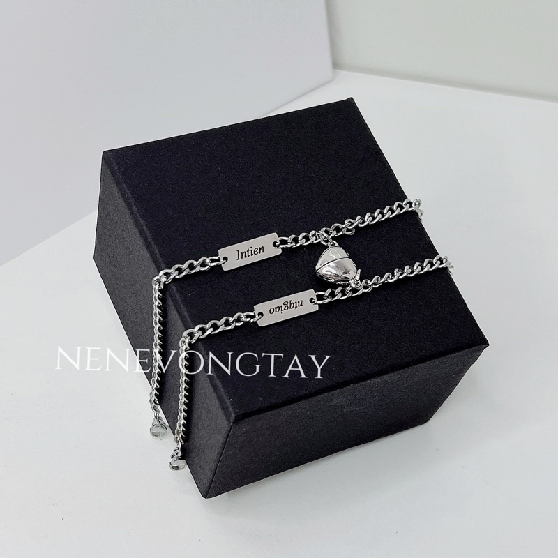 Vòng đôi khắc tên nam nữ theo yêu cầu  - số 1