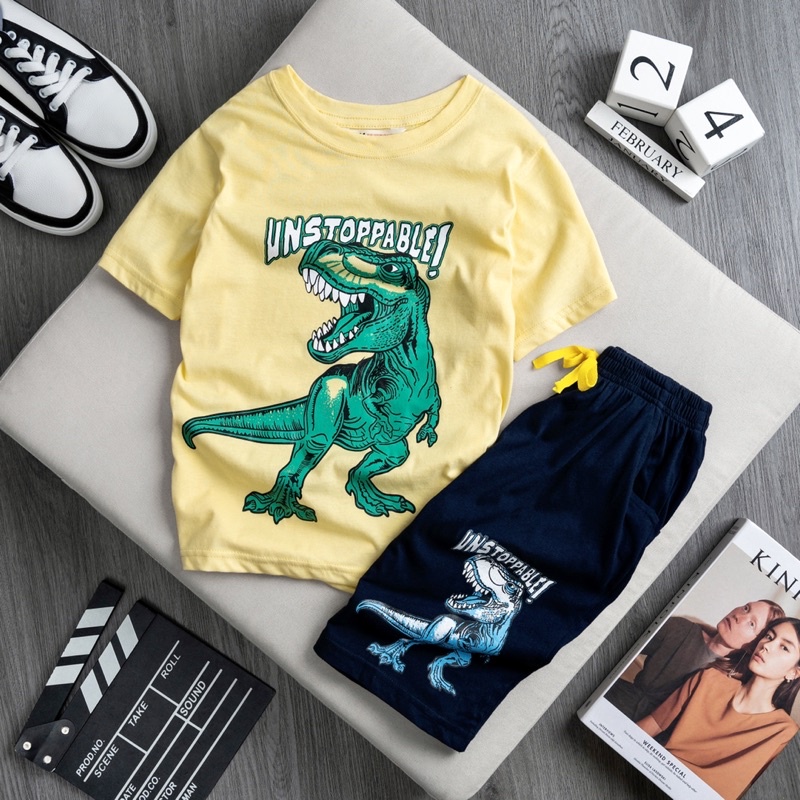 Bộ hm bé trai cotton sz đại Janeshop, Set quần áo cộc mùa hè size 6-16