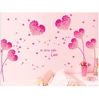DECAL DÁN TƯỜNG BỘ ĐÔI TRÁI TIM HỒNG [kèm ảnh thật]