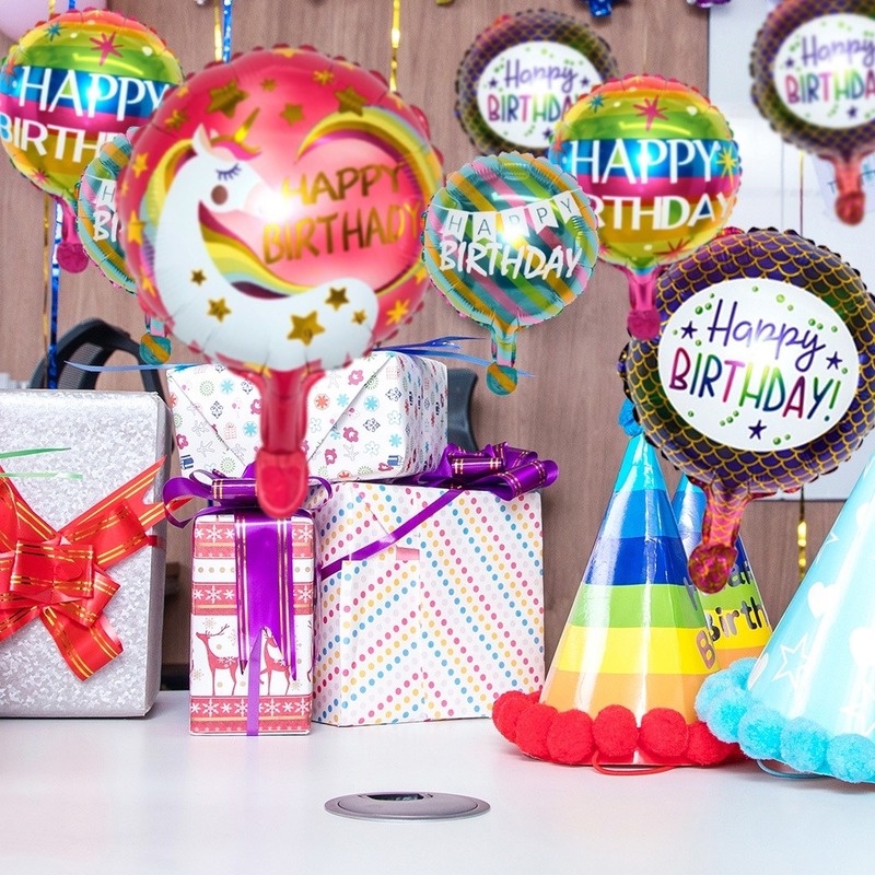 Set 2 bong bóng lá nhôm hình tròn 10 inch chất lượng cao trang trí tiệc sinh nhật cho bé