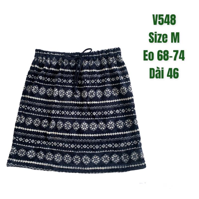 Chân váy suông V548 hoa văn cạp rút dây cột nơ chất vải lông 2hand Nhật si tuyển ảnh thật
