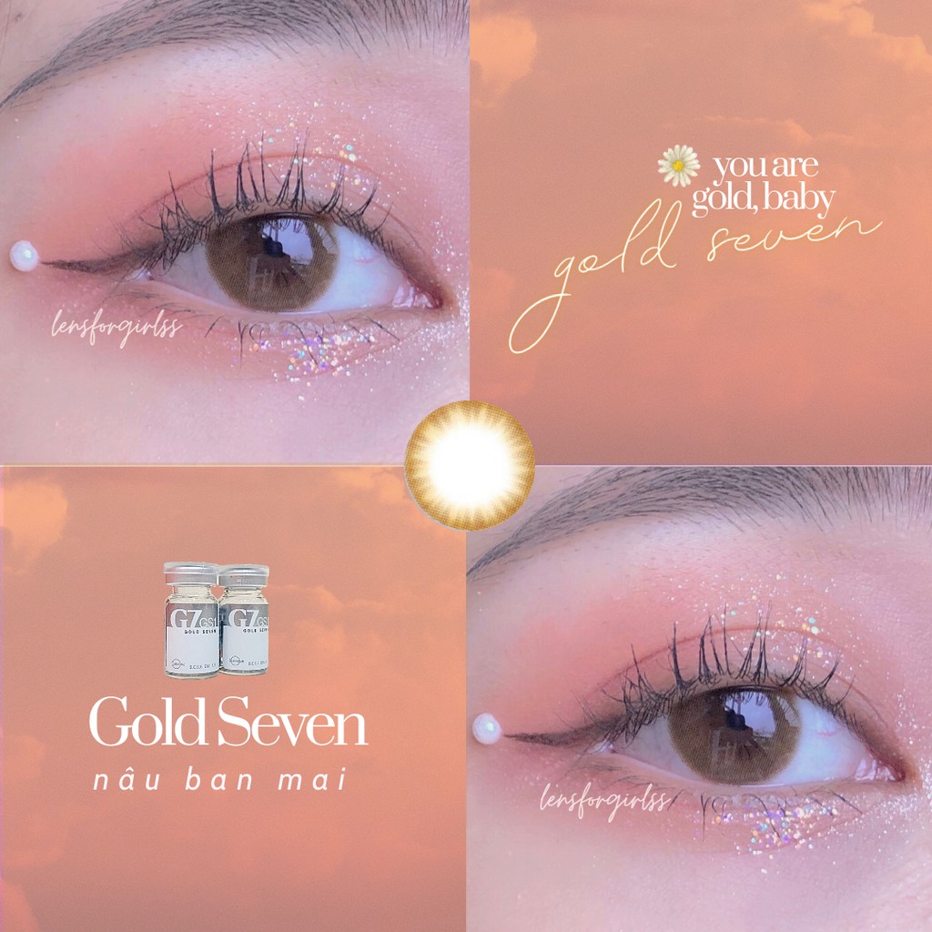 Kính áp tròng nâu Gold Seven Brown dòng lens siêu mỏng chính hãng Lensme | Hạn sử dụng 6 tháng | Lens cận