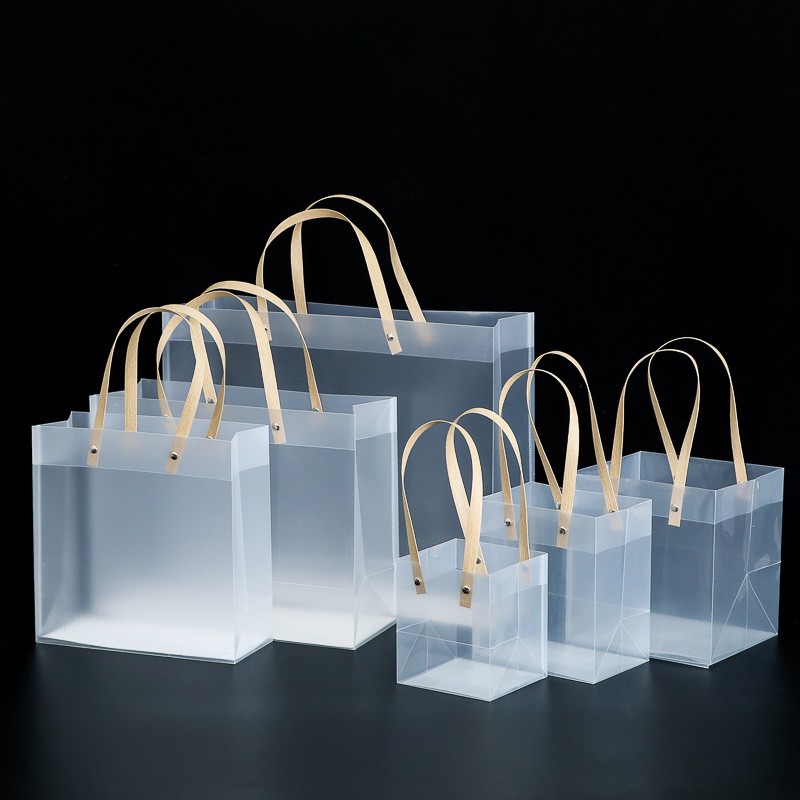 Túi đựng quà trong suốt mờ quai nhựa, túi quà sinh nhật, đựng đồ độc đáo | BigBuy360 - bigbuy360.vn