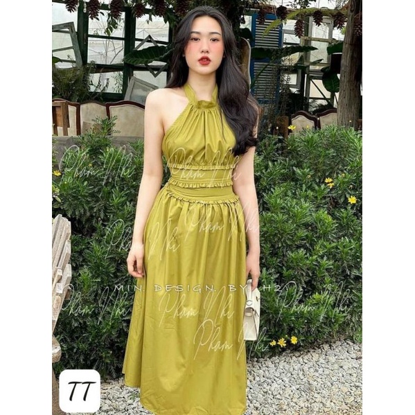 shop ĐL shop ĐL Váy thô cổ yếm dáng dài siêu xinh hàng QC loại 1