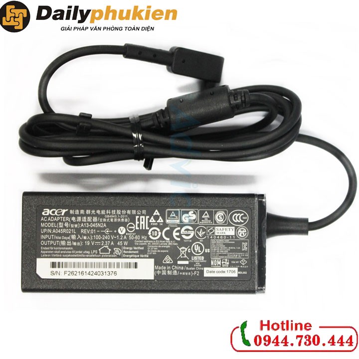 Sạc laptop Acer 19v 2.37a BH 1 năm chân nhỏ dailyphukien