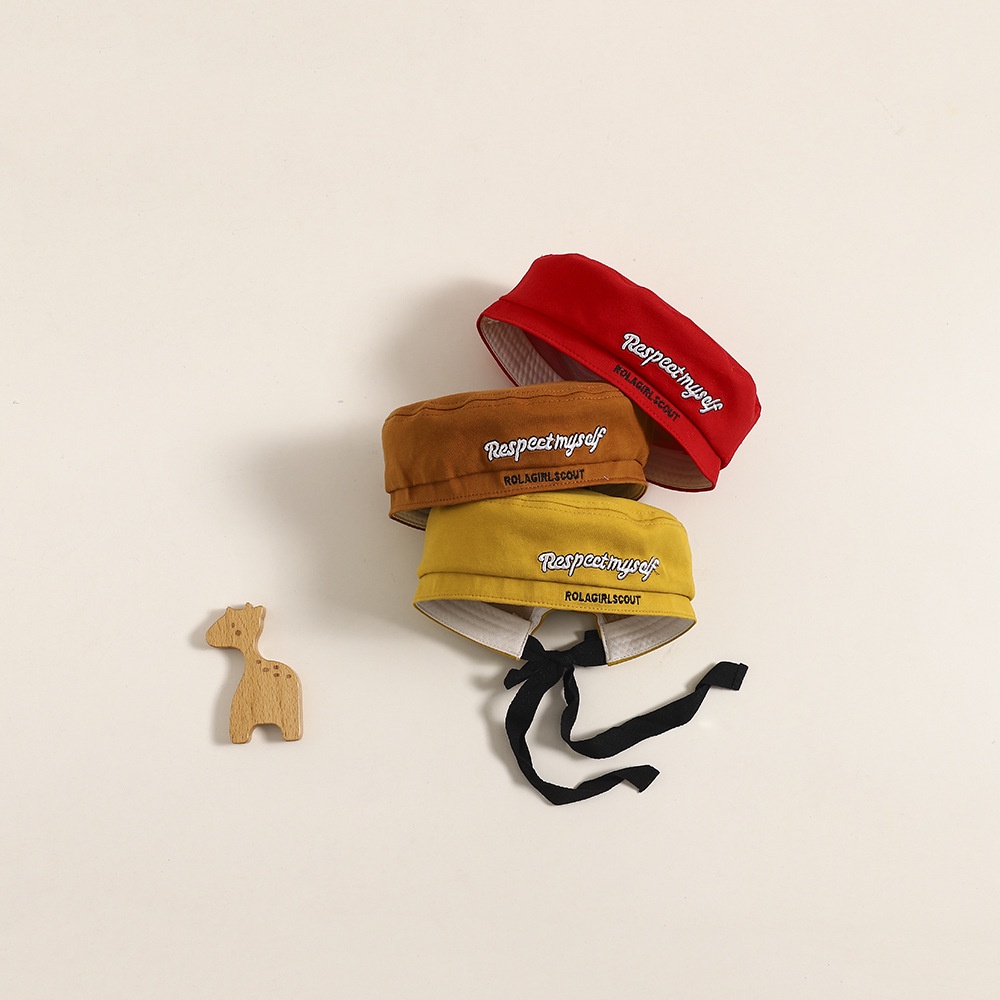 Mũ Beret Màu Trơn Thêu Chữ Phong Cách Nhật Bản Thời Trang Cho Bé