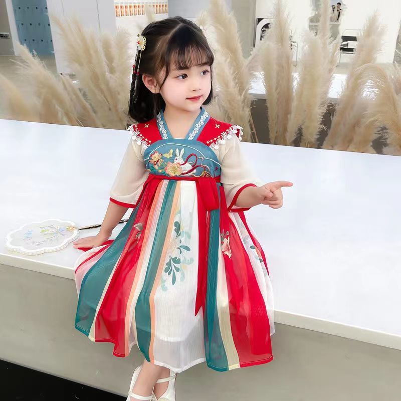 ❤️Quần Áo Trẻ Em Pippikids❤️ Đầm Công Chúa Hán Phục Chất Liệu Chiffon Phong Cách Trung Hoa Cổ Điển Cho Bé Gái