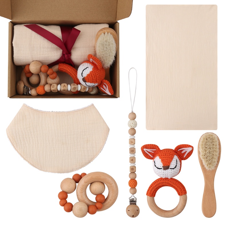 Set 6 Món Đồ Chơi Gồm Áo / Yếm / Băng Cài Đầu / Núm Vú Giả / Khăn Lau