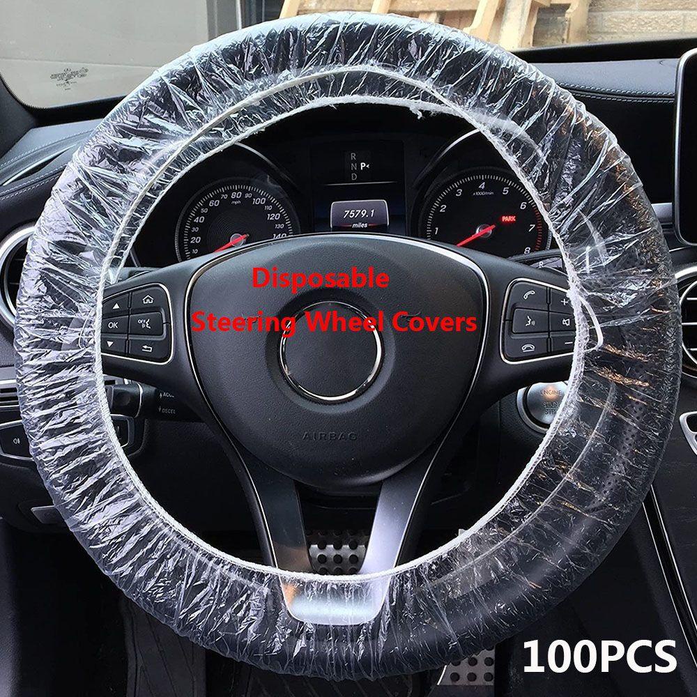 Bộ 100 Vỏ Bọc Vô Lăng Xe Hơi Bằng Nhựa Trong Suốt Dùng Một Lần Chất Lượng Cao