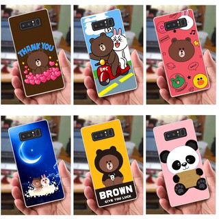 Ốp lưng Samsung Note 8 (dẻo viền trắng trong) - Hinh Gấu Brown, Panda Cực Dễ Thương