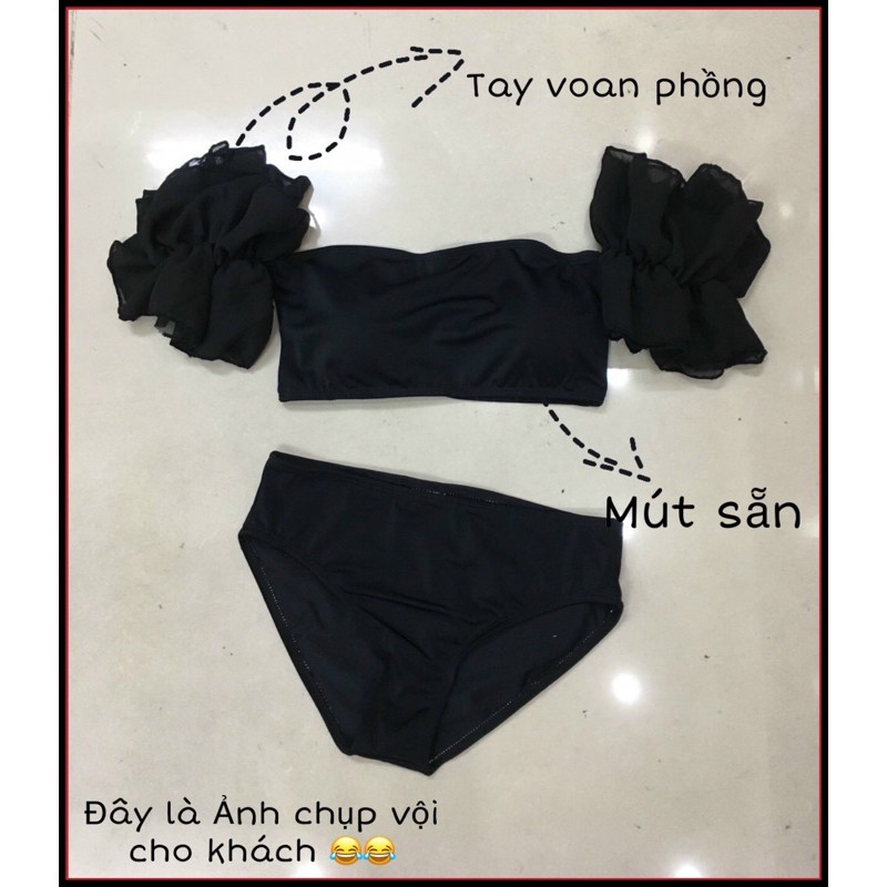 Bikini 2 mảnh❤️ FREESHIP❤️ áo ống phối tay phồng voan