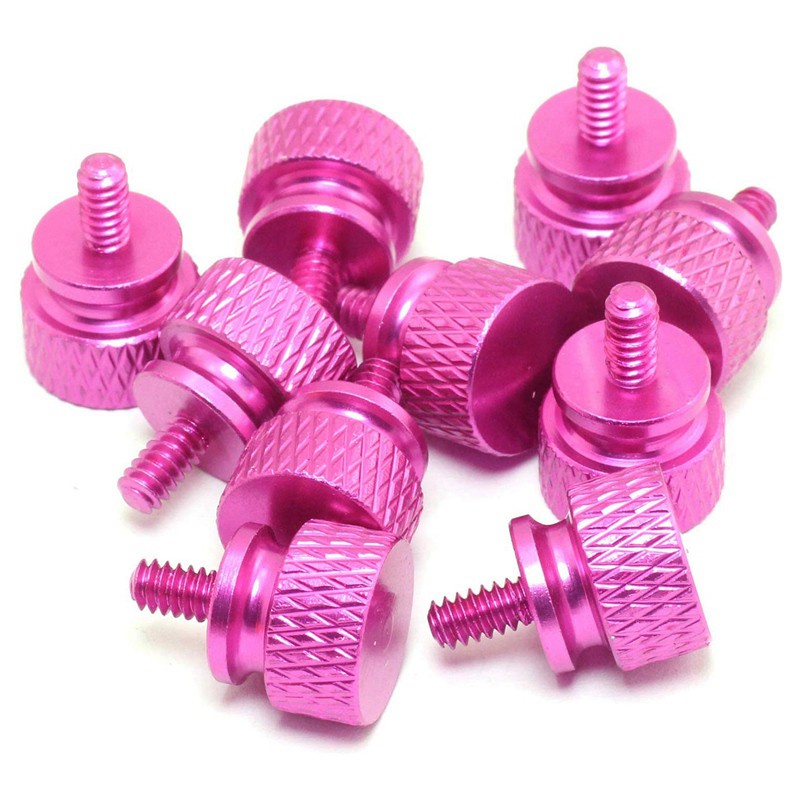 10PCS 6-32 Anodized Aluminum Hand-Tighten Thumb Screws(Rose Red)