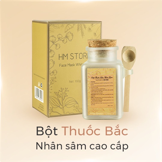 Mặt Nạ Bột Thiên Nhiên Giúp Sáng Mịn Sạch Mụn HM STORE - Nạ Bắc Nhân Sâm - 150g