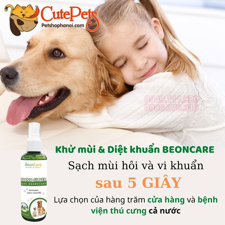 Xịt khử mùi cho chó mèo Nano Silver Pet Deodorant 100ml BeonCare - Phụ kiện thú cưng Hà Nội