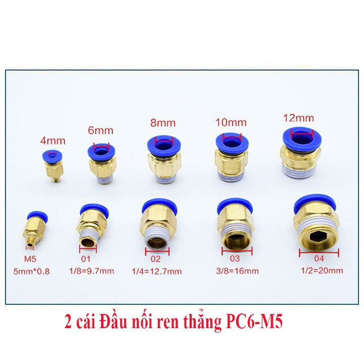 Bộ 2 Đầu nối ren thẳng PC6-M5