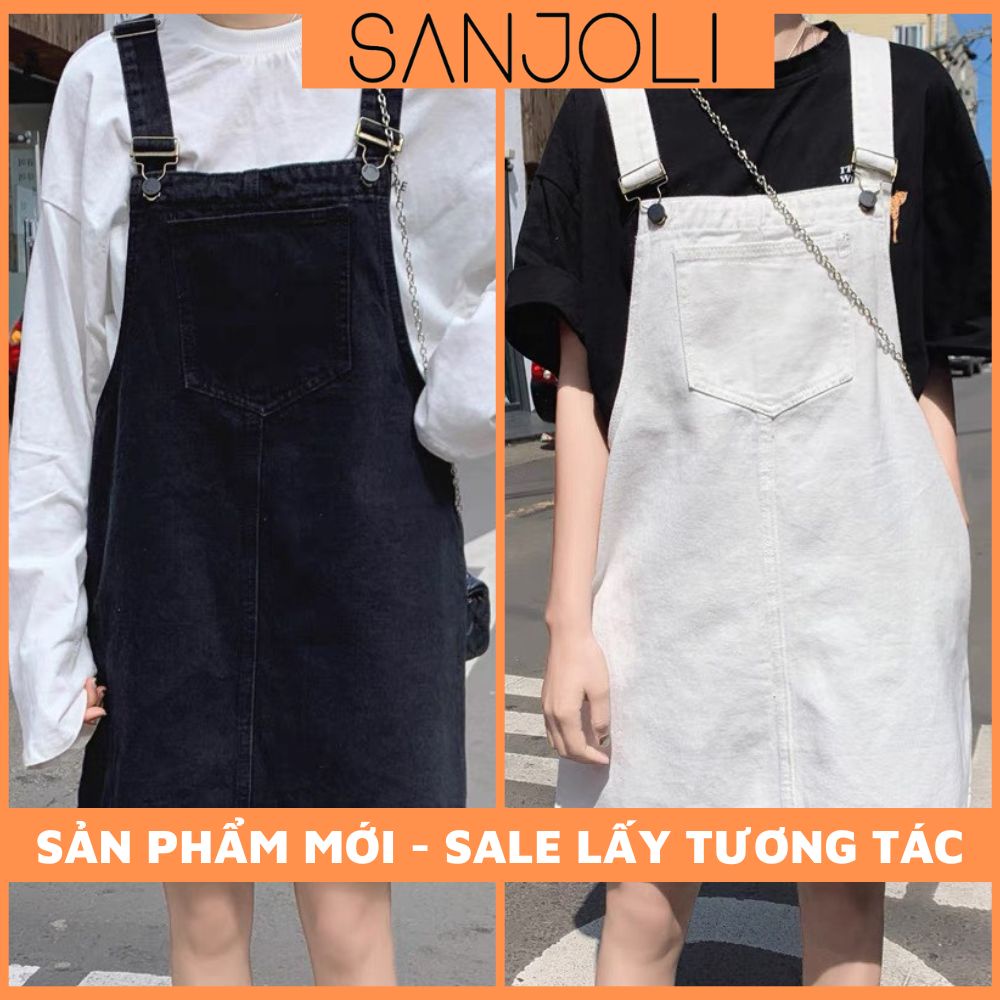 Yếm Váy Nữ Babydoll SANJOLI Váy Jean Chữ A Suông Kiểu Vintage Hàn Quốc Mặc Đi Chơi Đi Học QDE1