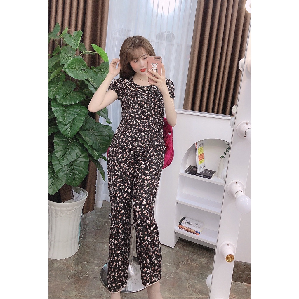 SET LỤA DÀI HOẠ TIẾT HOA MẶC NHÀ DÀNH CHO NỮ - HT107