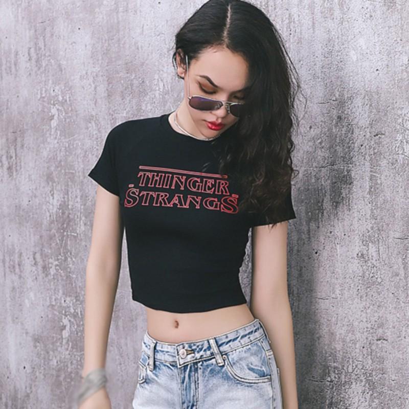 Áo Thun Lưng Tay Ngắn Cổ Tròn Dáng Ôm In Hình Thời Trang Kiểu Hàn Quốc