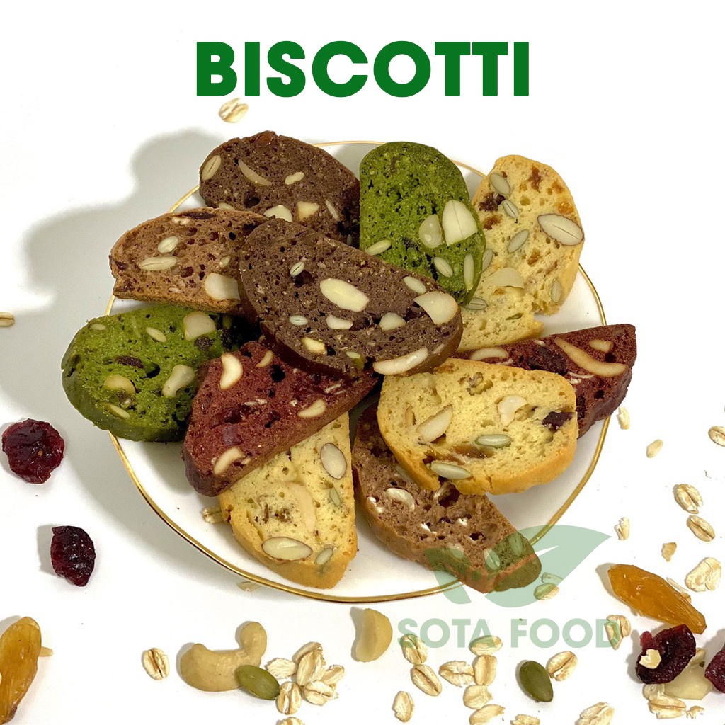 Bánh BISCOTTI nguyên cám KHÔNG ĐƯỜNG dành cho người ăn kiêng, giảm cân, tiểu đường túi