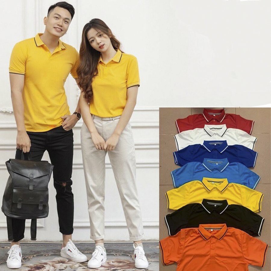 Áo Thun Nam Nữ Polo Cổ Trụ Kẻ Viền 218 Chất Mát Co Dãn 4 Chiều Cực Đẹp - Hazo