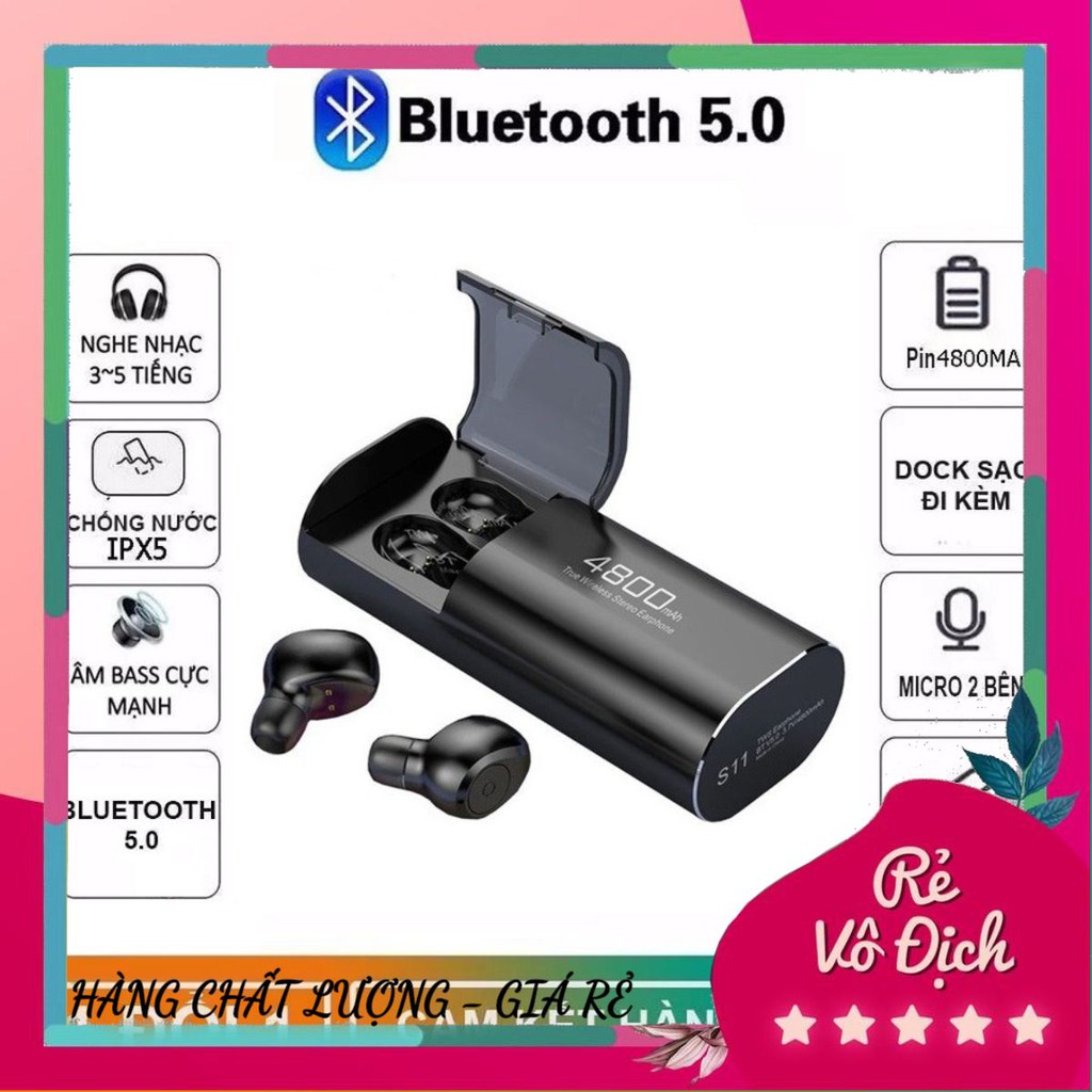 Tai nghe Bluetooth Không Dây Nhét Tai Kiêm Sạc Dự Phòng Amoi S11 TWS Nâng Cấp Hơn i7, i9, i12, F9, F9 Pro aresshop