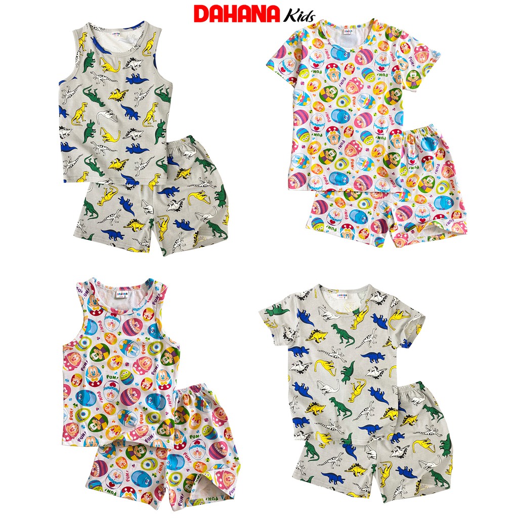 Bộ Quần Áo Bé Trai Thun Chất Cotton DAHANA Kids - Bộ Cộc Tay, Ba Lỗ Bé Trai Chất Cotton Dễ Thương Mát Hình In Vui Nhộn