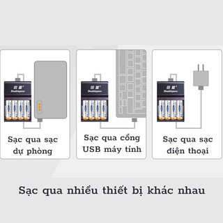 Sạc pin Doublepow DP-UK83 tự ngắt, chuyên dụng sạc pin AA/AAA, 4 khe sạc được 4 viên pin AA hoặc AAA hàng chính hãng