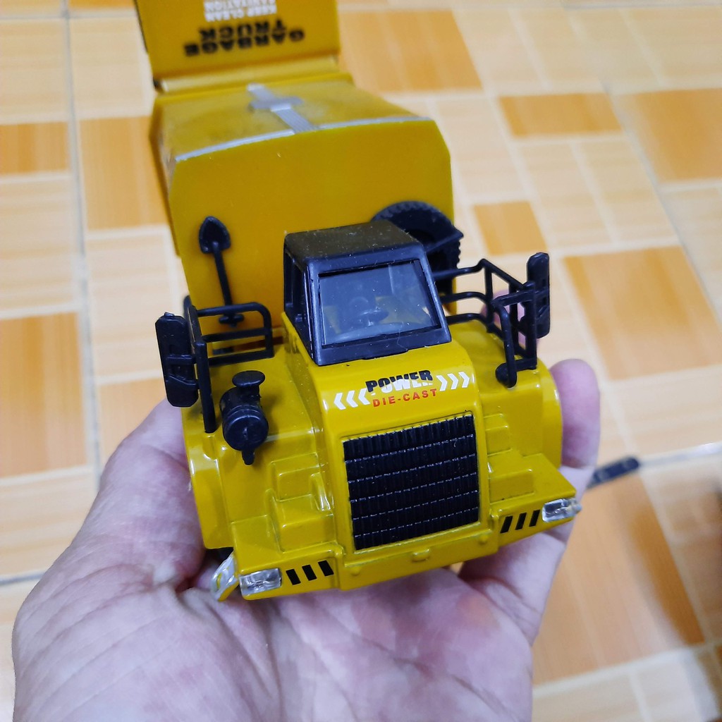 Mô hình xe chở rác die cast garbage truck xe đồ chơi trẻ em tỉ lệ 1:48 có âm thanh và đèn
