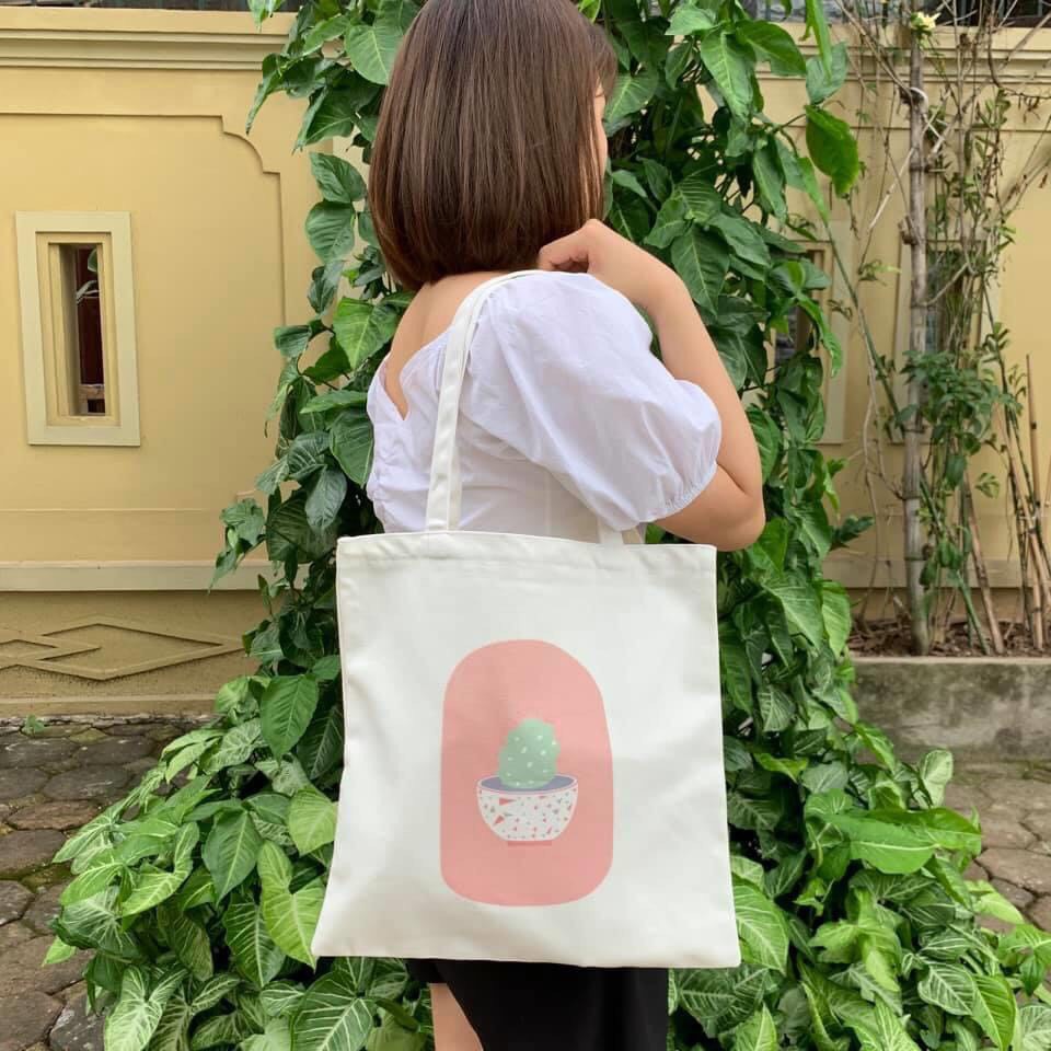 Túi Tote vải Canvas in hình vui nhộn, cute