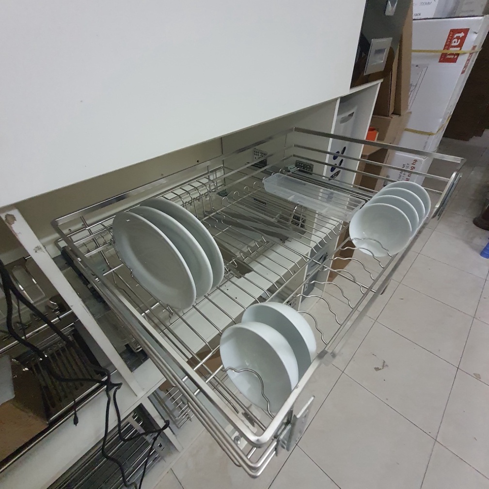 Giá Bát tủ phòng bếp Dưới TAKI INOX 304 Ray Âm Giảm Chấn