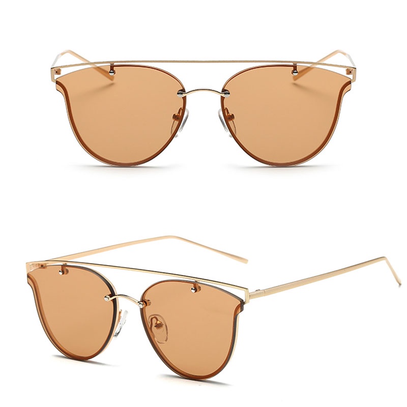 Kính Mát Gọng Kim Loại Tròng Phẳng Phong Cách Vintage Thể Thao Cho Nữ