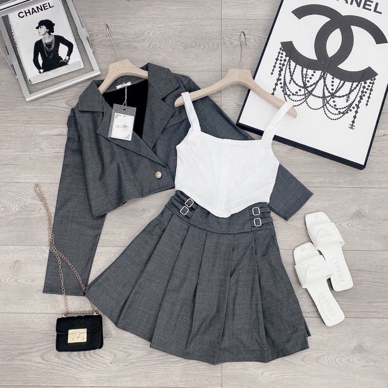 [ 𝐅𝐑𝐄𝐄 𝐒𝐇𝐈𝐏 ]  SÉT 3 MÓN ÁO VEST MIX CV KHUY EO SIÊU PHẨM CHẤT TUYẾT MƯA