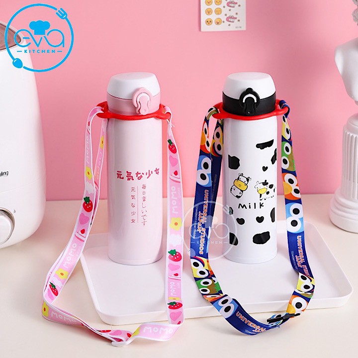 Dây Đeo Bình Nước Hoạt Hình Cute Có Vòng Khoá Silicone Co Giãn Phù Hợp Với Nhiều Size Bình Tiện Lợi M2821