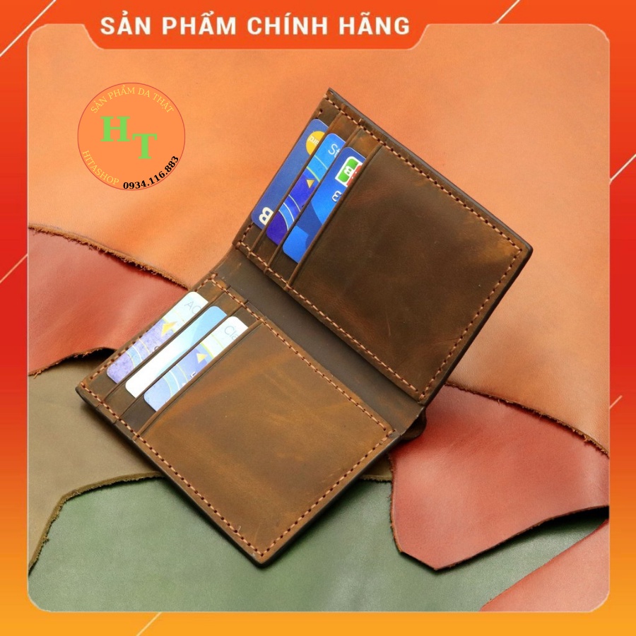 Ví da bò sáp cao cấp - Cam kết 100% da bò thật - Ví da nam đứng hàng chính hãng thương hiệu HM Leather - BD01