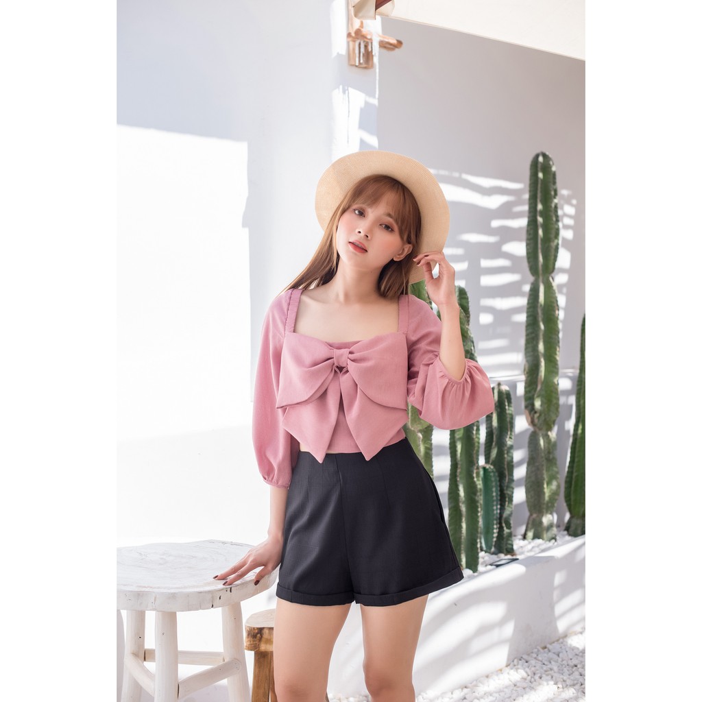 Quần short OVERSIZED lưng dây kéo vai lê vê [PE18]