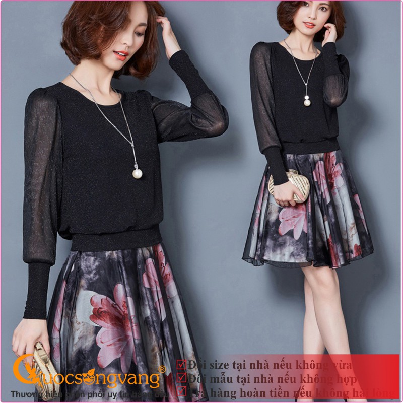 Áo nữ áo kiểu đính kim sa dài tay GLA106 Cuocsongvang