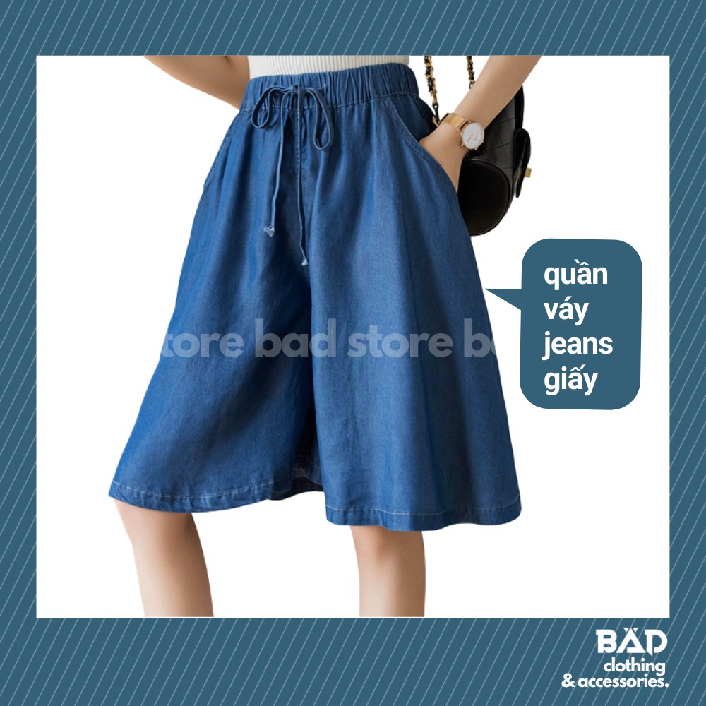 Quần váy bò giấy - Ống rộng thoải mái, chất bò giấy mịn nhẹ, mặc lên y như chân váy