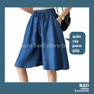 Quần váy bò giấy - Ống rộng thoải mái, chất bò giấy mịn nhẹ, mặc lên y như chân váy