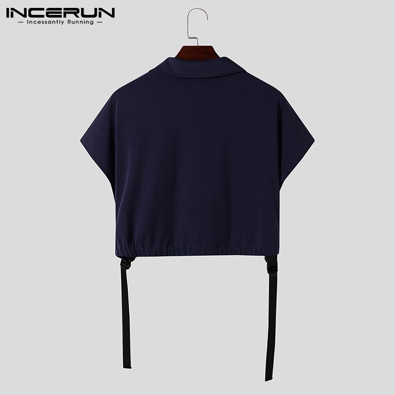 Áo ghi lê INCERUN cổ mép lật tay cánh dơi phối khóa kéo thời trang dành cho nam